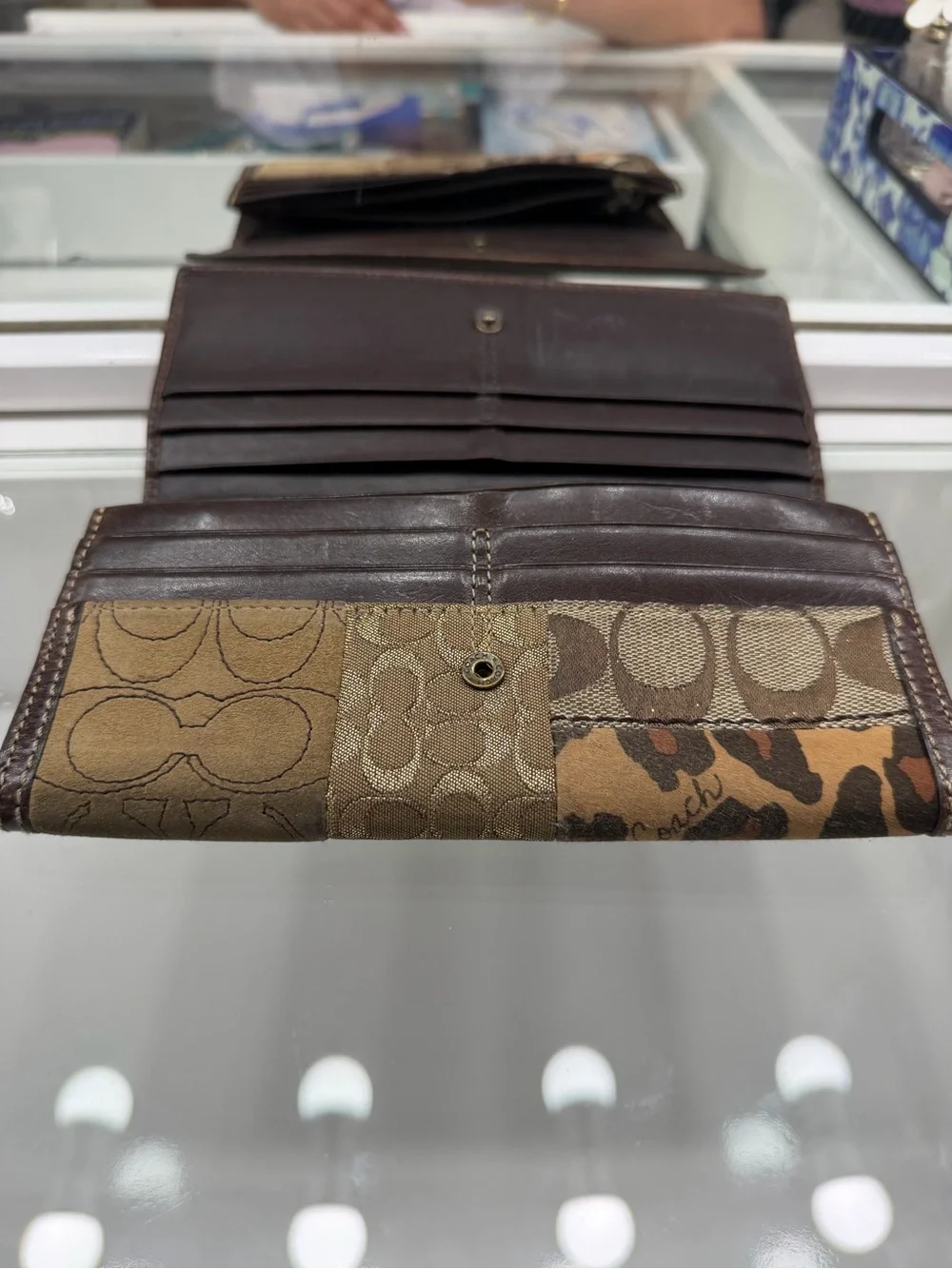 Coach Patchwork Clutch - Brown and Black